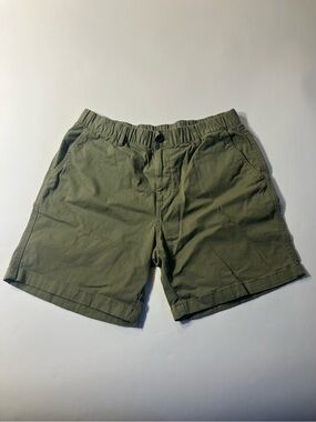 Relaxed Elastic-Waist Olive Bermuda Shorts